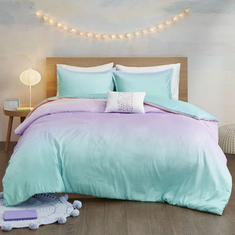 Intelligent Design Glimmer Watercolor Tye Dye Duvet Cover Set