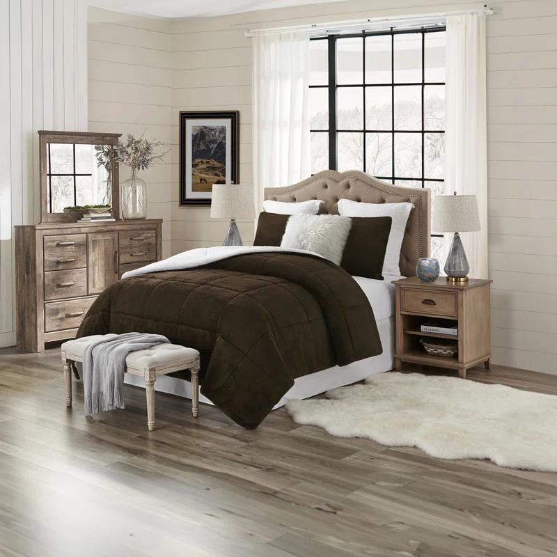 Swift Home Ultra Plush Reversible Faux Fur and Sherpa 3-Piece Comforter Set