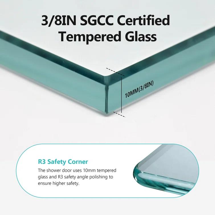 Ceballos 56-60 Inches W *76 Inches H Frameless Double Sliding Soft-Close Shower Door LNNMTB-W1552S00005