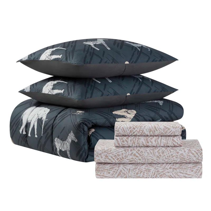 Sweet Home Collection Kids Safari Printed Bed in a Bag Comforter & Sheet Set