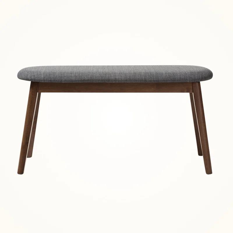 George Oliver Echoes Mid-Century Modern Bench with Dark Grey Fabric Upholstery and Walnut Finish