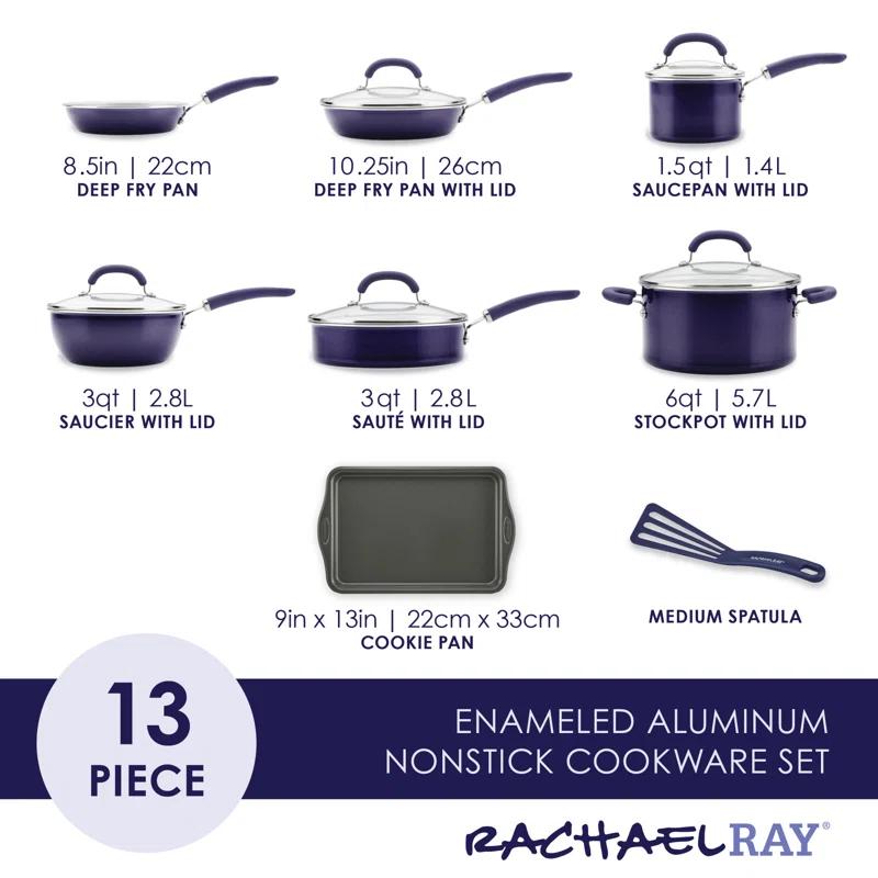 Rachael Ray Rachael Ray Create Delicious Aluminum Nonstick Cookware Induction Cookware Set, 13-Piece
