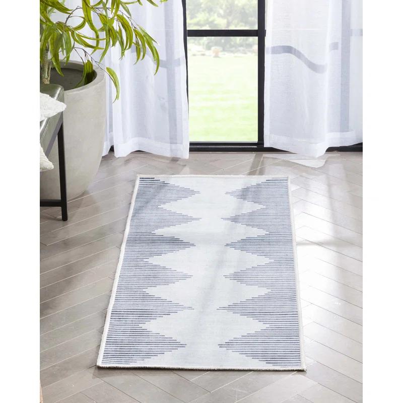 Trinx Kehr Bree Moroccan Diamond Stripes Ivory Grey Area Flat-Weave Rug