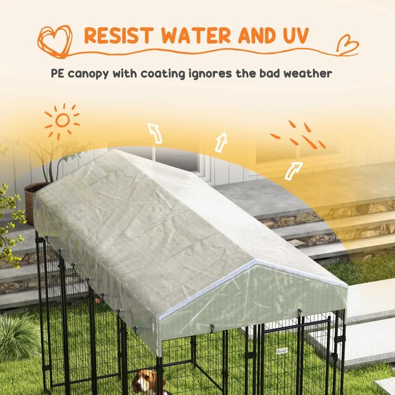 72'' H Galvanized Steel Yard Kennel With Door