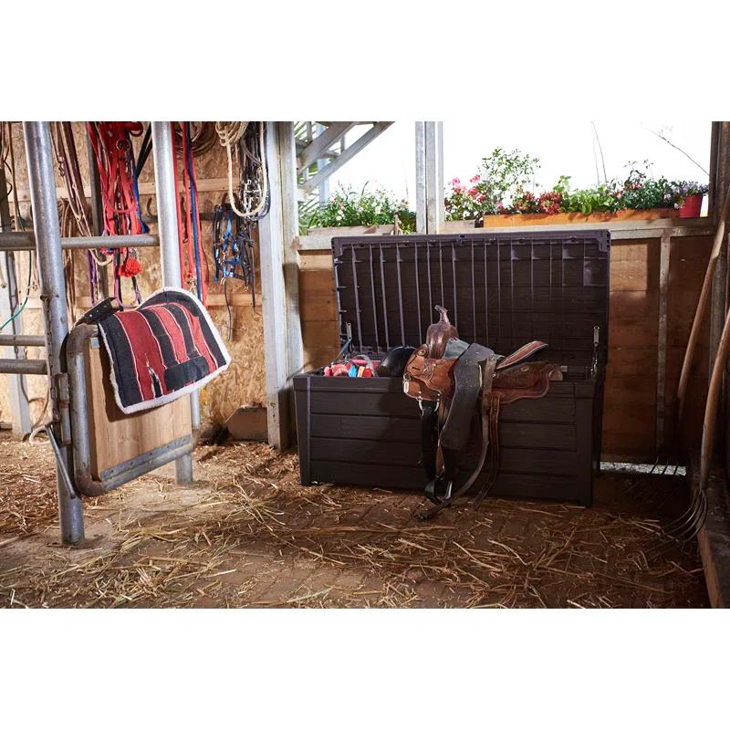 Keter Keter Brightwood 120 Gallon Large Durable Outdoor Storage and Weather Resistant Resin Deck Box