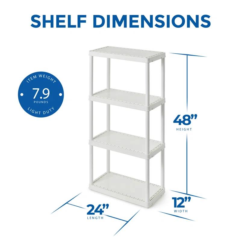 Gracious Living 4 Shelf Fixed Height Solid Light Duty Home Storage Unit