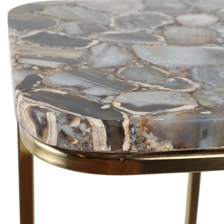Sagebrook Home 24X15" Agate Top C-Table, White/Gold & Reviews | Perigold
