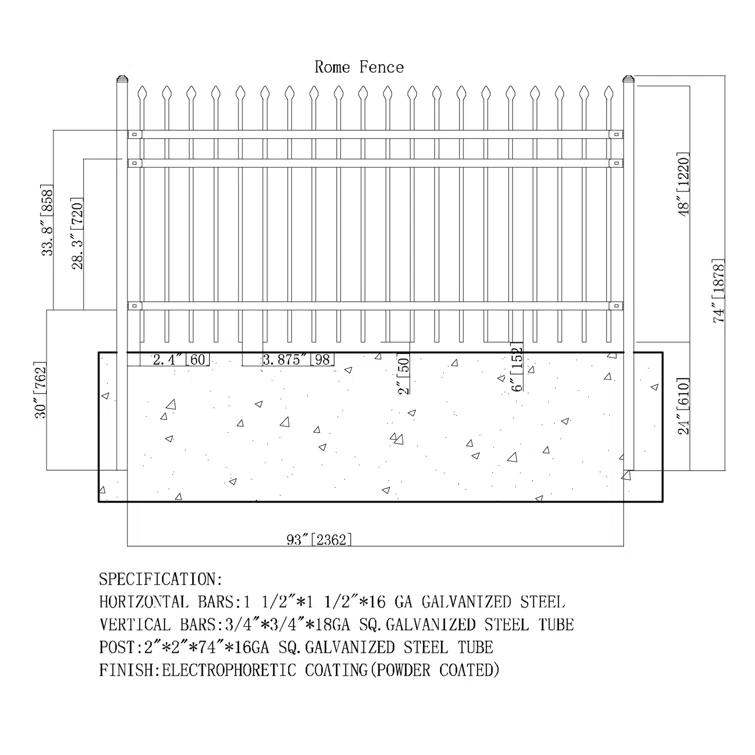 ALEKO 60'' H x 93'' W Black Stainless Steel Fencing