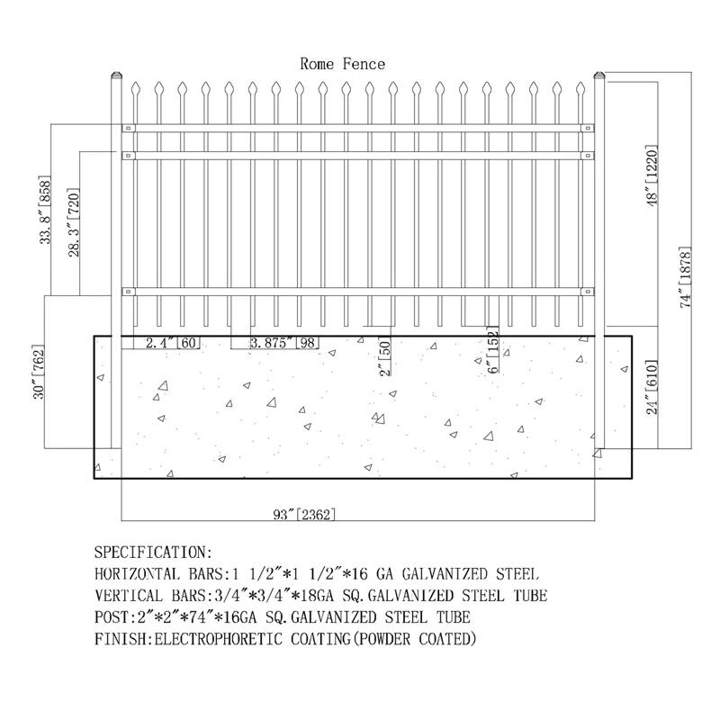 ALEKO 60'' H x 93'' W Black Stainless Steel Fencing
