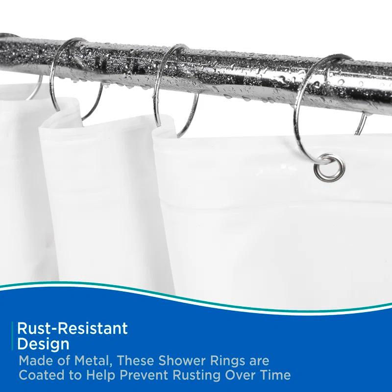 Kenney Kenney Rust-Resistant Metal Circular O-Ring Shower Curtain Rings, Chrome (Set of 12)