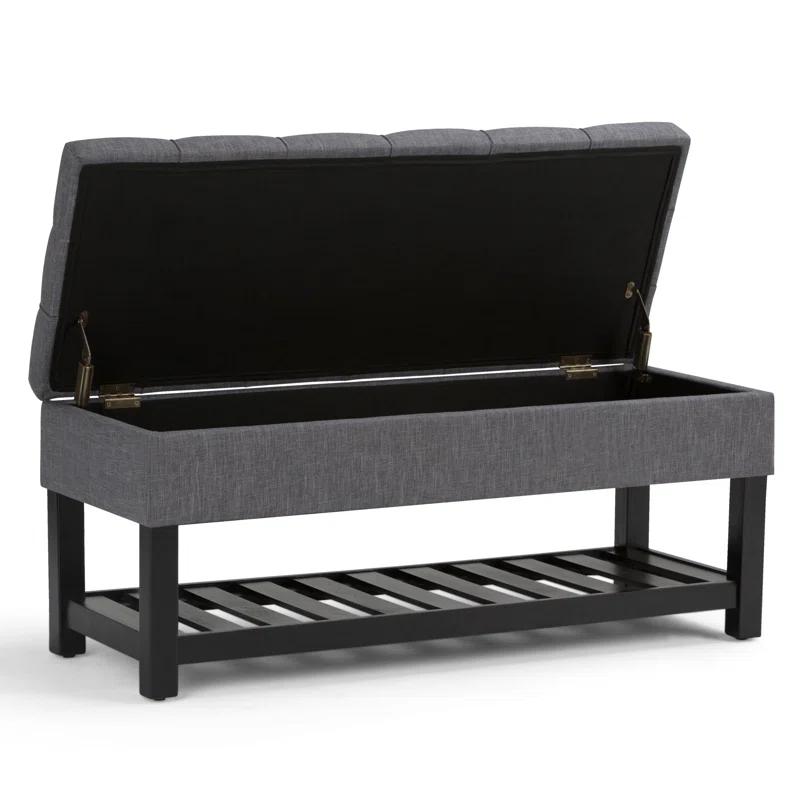 Simpli Home Saxon 43"W Tufted Transitional Storage Ottoman Bench with with Lift-Top Lid