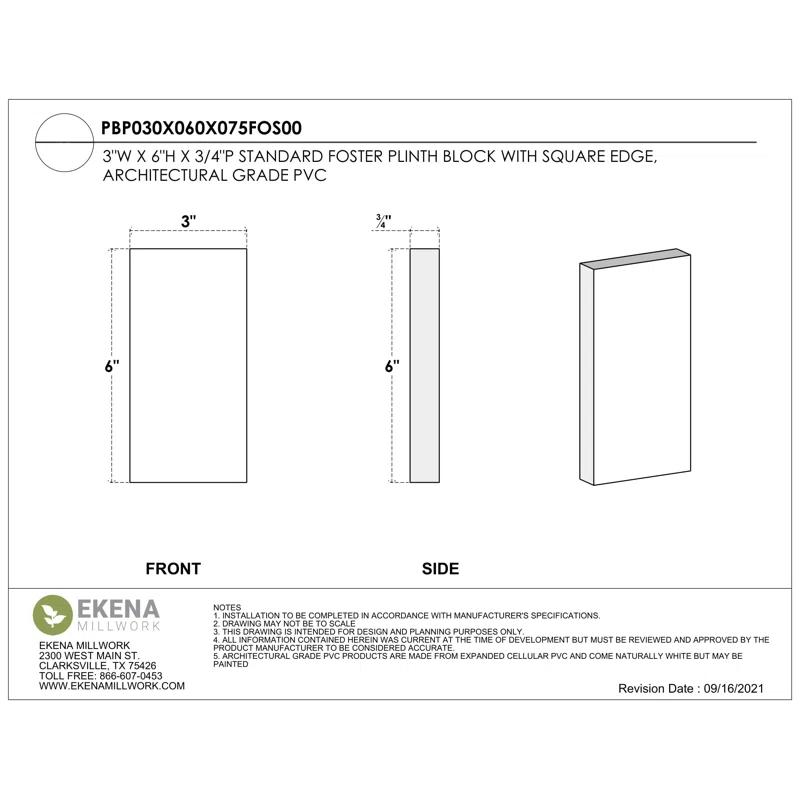 Ekena Millwork Standard Foster Plinth Block with Square Edge & Reviews | Wayfair