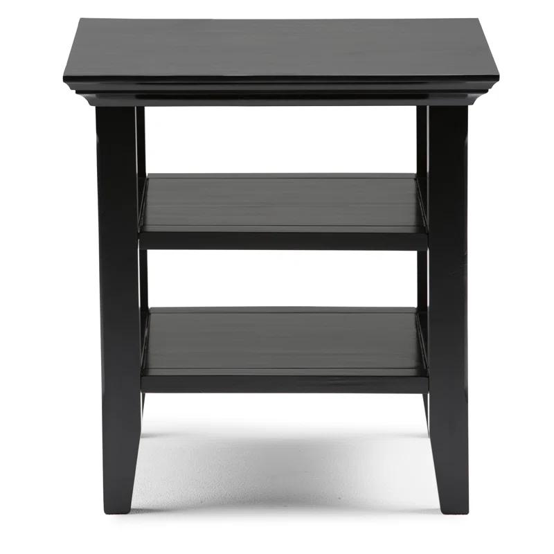 Simpli Home Acadian Solid Wood Transitional Table with Open Shelves