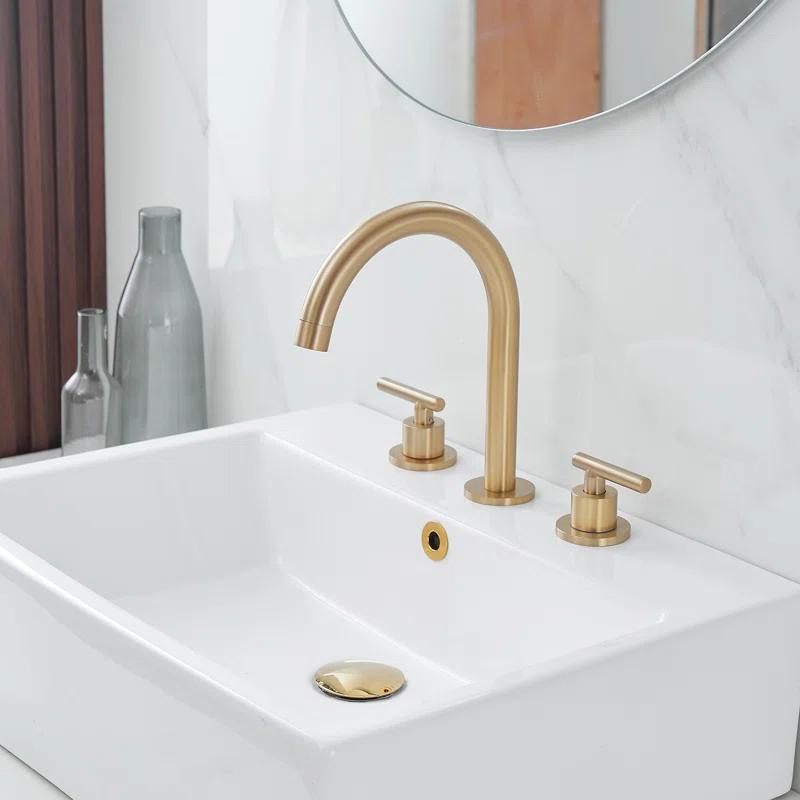 VIBRANTBATH 16441-BG Widespread Bathroom Faucet 3 Hole, 2-handle Bathroom Sink Faucet with Drain Assembly