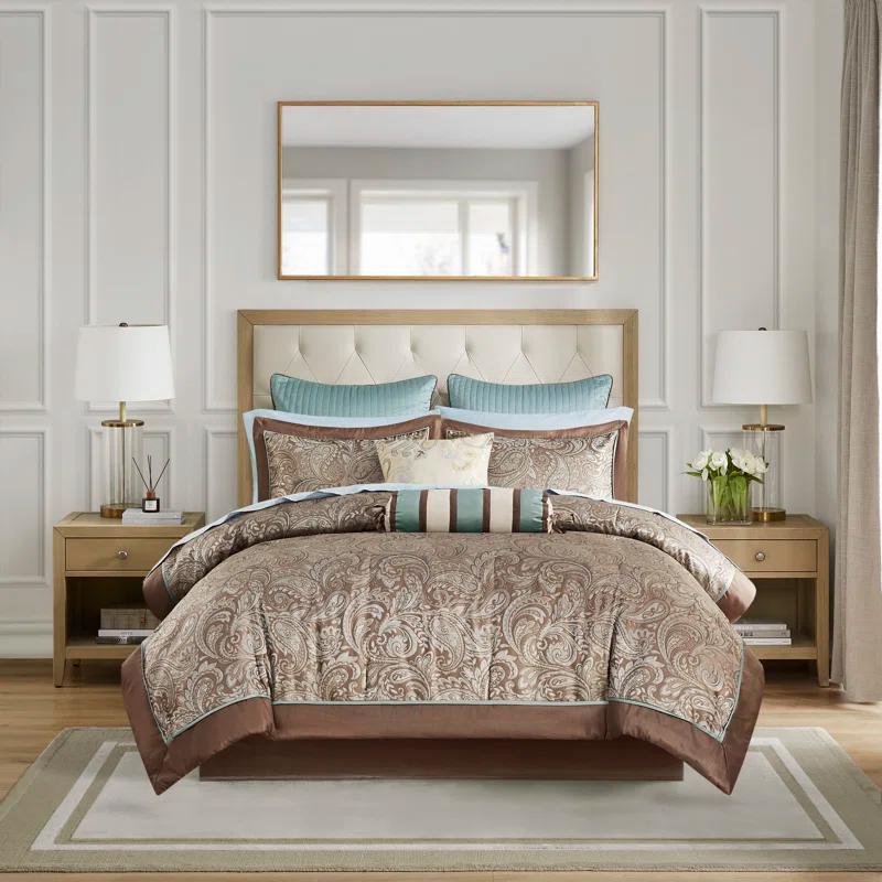 Madison Park Aubrey 12 Piece Comforter Set with Cotton Bed Sheets