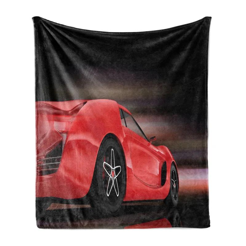 Ambesonne Ambesonne Car Fleece Throw Blanket Futuristic Red Sports Red Black