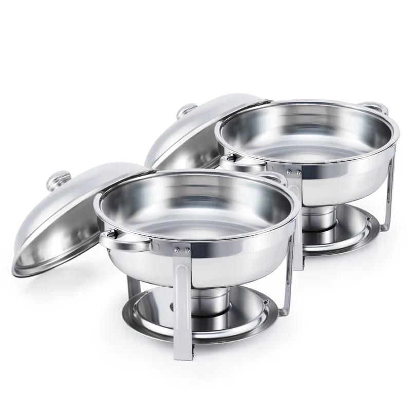 The Party Aisle™ Stainless Steel 5 Quarts Round Chafing Dish (Set of 2)