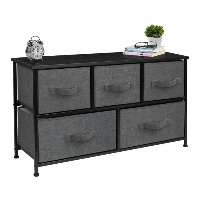 Sorbus Sorbus Dresser with 5 Drawers with Steel Frame, Wood Tops, and Fabric Bins