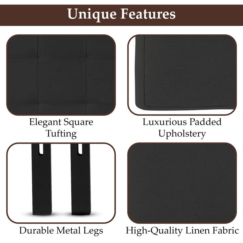 Latitude Run® Classic Tufted Adjustable Upholstered Queen Headboard in Linen Fabric, Metal Legs