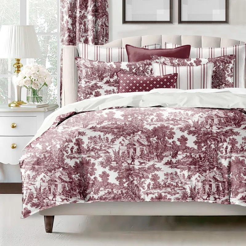 Au Village Toile Merlot  Cotton Comforter Set 8 Piece