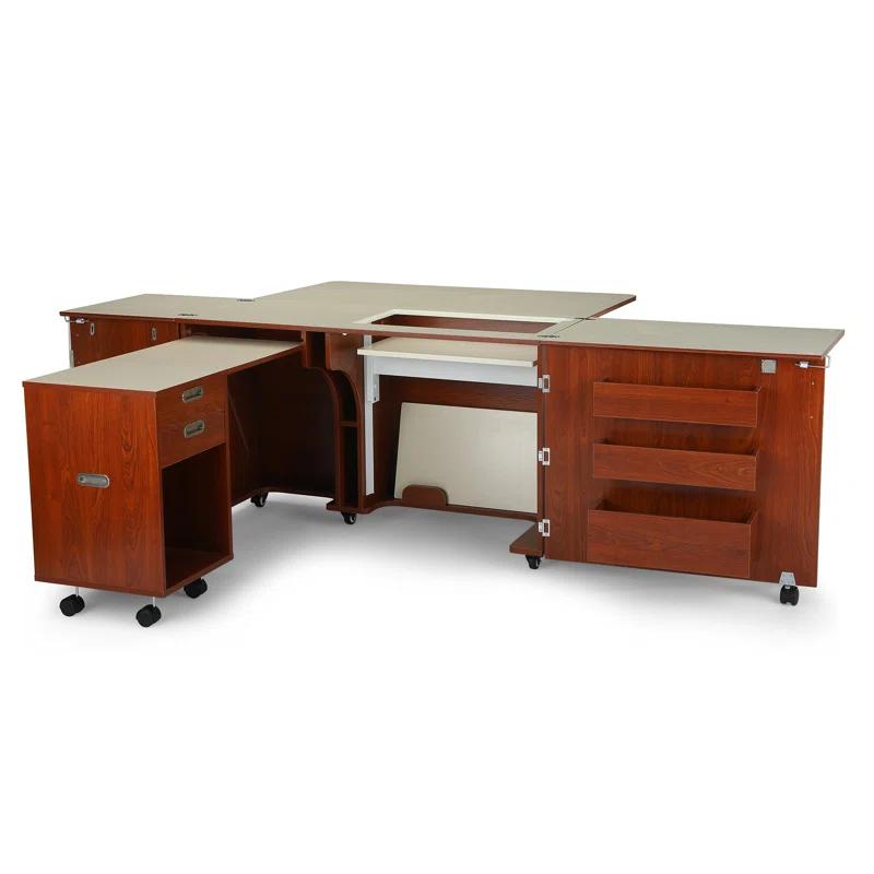 Aussie Sewing Cabinet with Hydraulic Machine Lift and Caddy by Kangaroo Sewing Furniture