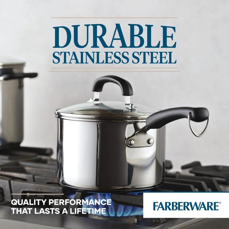 Farberware Farberware Brilliance Stainless Steel Saucepan With Lid, Dishwasher Safe And Induction Suitable, 3 Quart, Silver