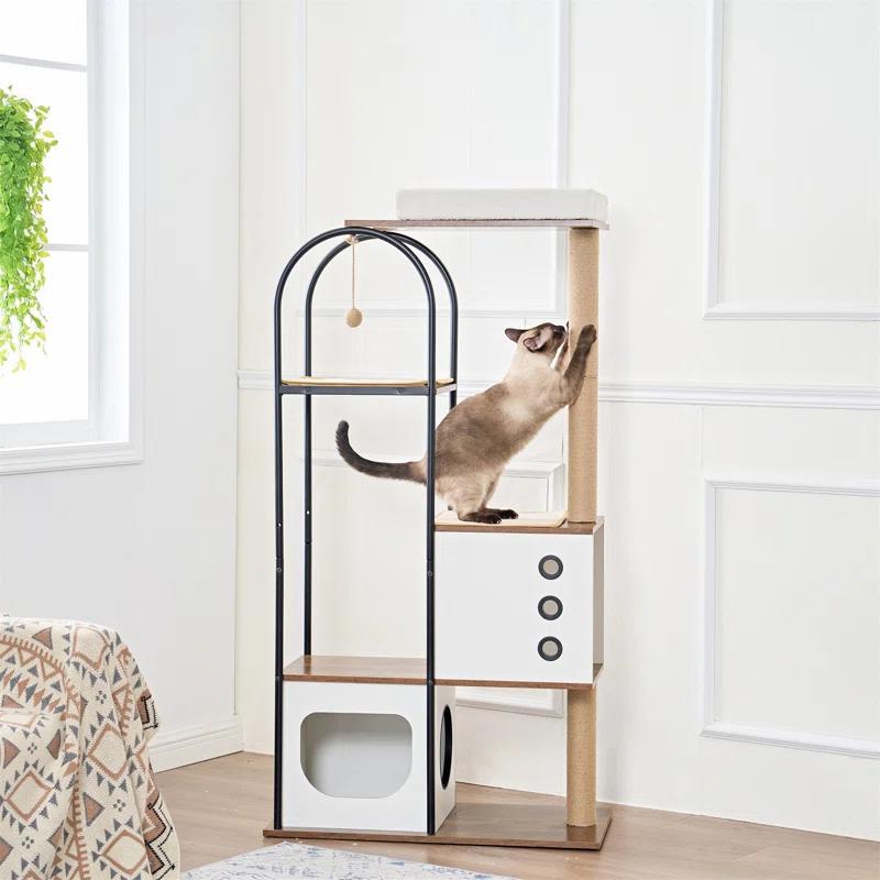 cat climbing frame,Cat Tree, Multi-Level Cat Condo with 1 Caves,2 Scratching Posts
