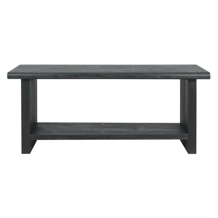 Larson 68" Black Solid Pine Wood Console Table with Shelf