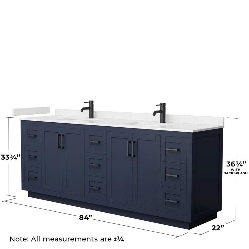 Wyndham Collection Miranda 84" Freestanding Double Bathroom Vanity with Cultured Marble Top