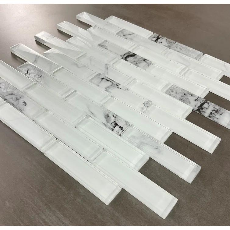 ES Stone Art Craft Brick Joint 1" x 4" Glass Mosaic Wall Tile (Set of 10)