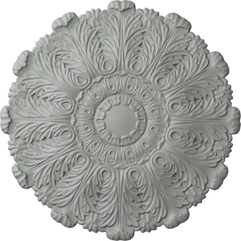 Ekena Millwork Endurathane Bradford Ceiling Medallion, 32 5/8"OD x 2"P (Fits Canopies up to 6 5/8"), Hand-Painted Green Gold Finish CM31DU