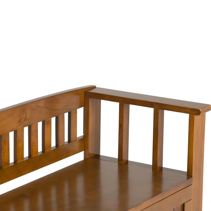 Simpli Home Acadian Solid Wood Entryway Storage Bench with Lift-Top Lid and Dual Compartments