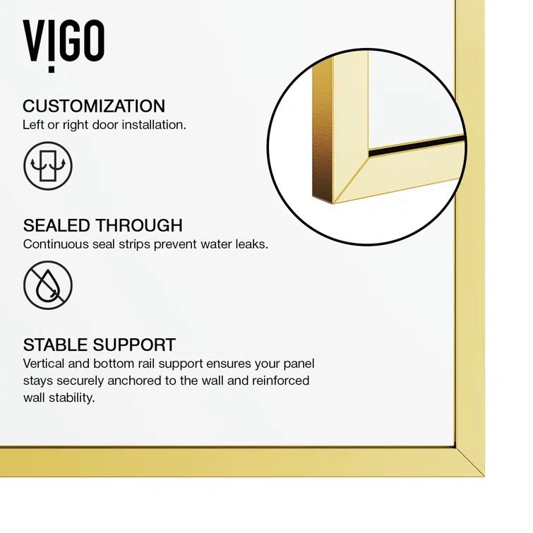 Meridian 34" W x 74" H Fixed Framed Shower Screen with 3/8" Glass