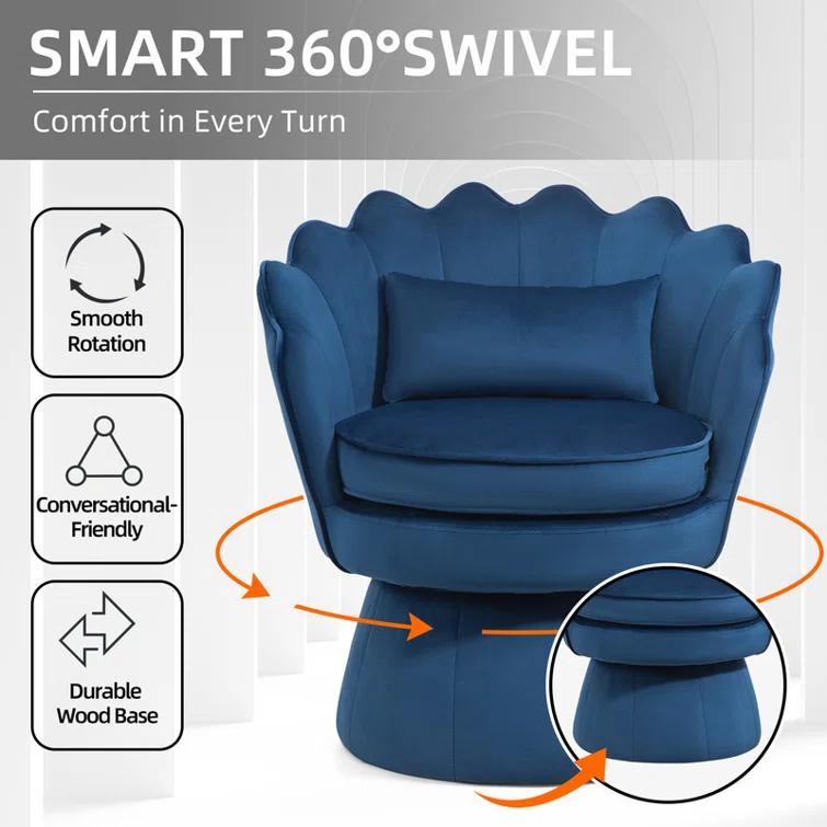 House of Hampton® Upholstered Velvet Swivel Barrel Accent Chair (Set of 2)
