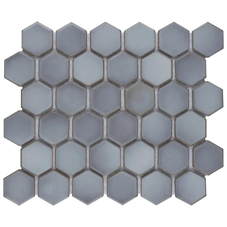 Merola Tile Hudson Due 2" Hex 10-7/8 " x 12-5/8 " Porcelain Mosaic Floor and Wall Tile