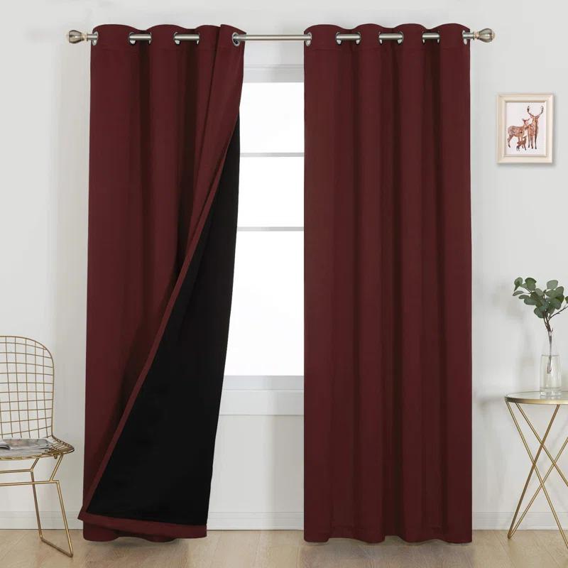 Deconovo 100 Percent Blackout with Liner Grommet Curtain Panel Pair (Set of 2)