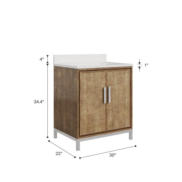 Westin 30" Lustrous Walnut Freestanding Bathroom Vanity with Quartz Top