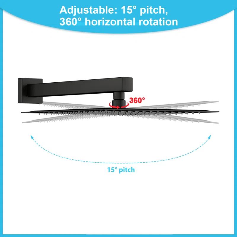 GhomeG GHGHS10B 10 Inch Stainless Steel Shower Head, Square