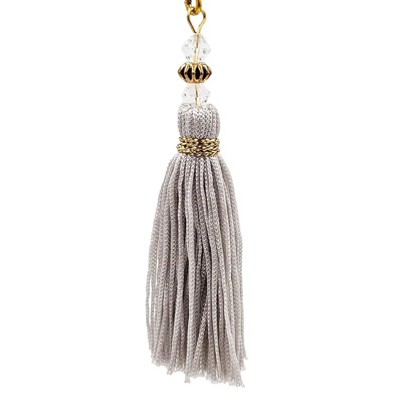 Long Acrylic Drop With Polyester Tassel Hanging Ornament Set of 12 8.7" Clear/Silver (Set of 12)