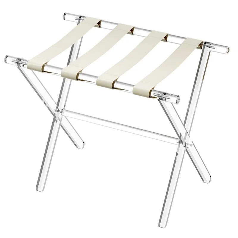 IFBECT Acrylic Luggage Rack with Beige Leather Straps