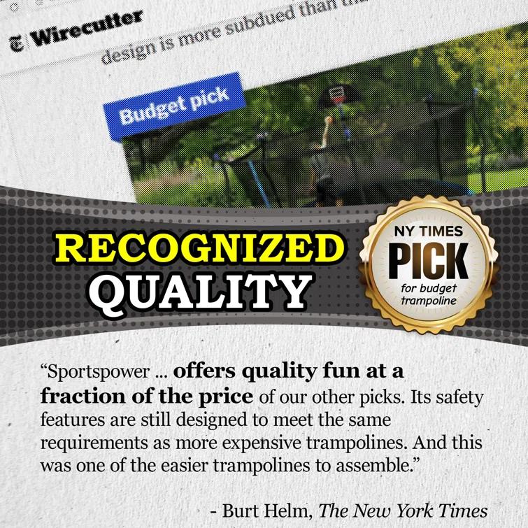 TruJump Sportspower TruJump 14' Round Trampoline with Safety Enclosure & with Lifetime Warranty on Jump Mat