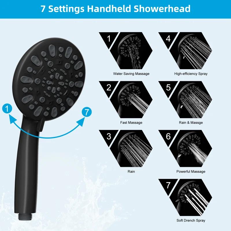 All Metal 12 Inch High-Pressure Rainfall Shower Head with Handheld Sprayer