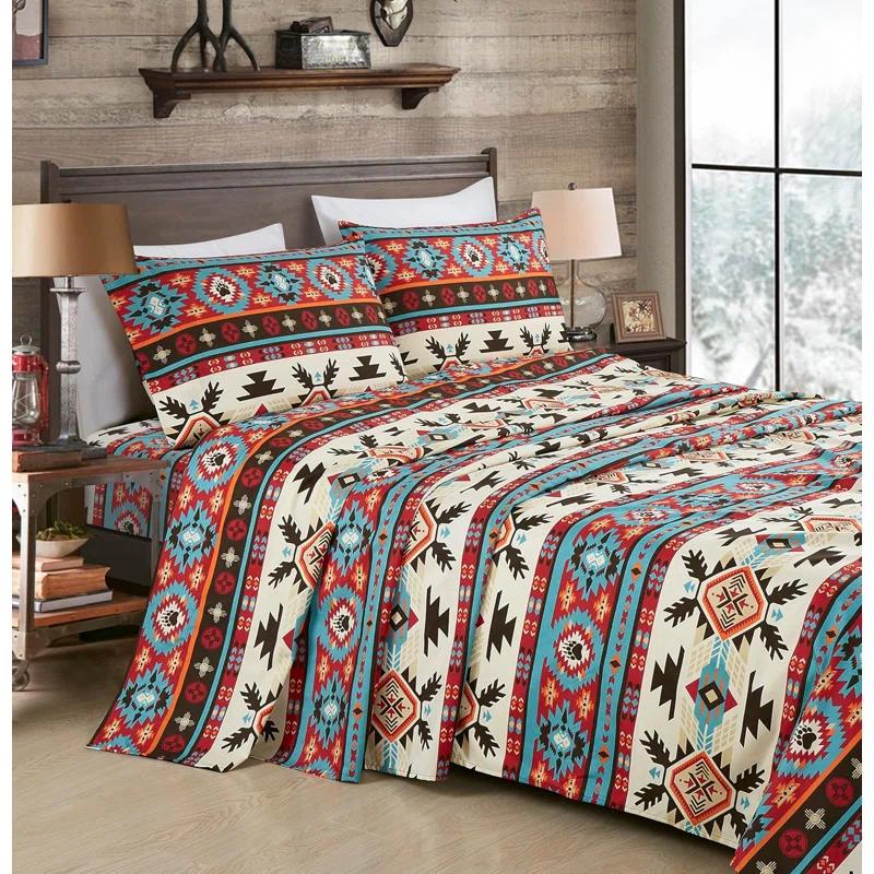 Chezmoi Collection Southwestern Geometric Printed Microfiber Bed Sheet Set