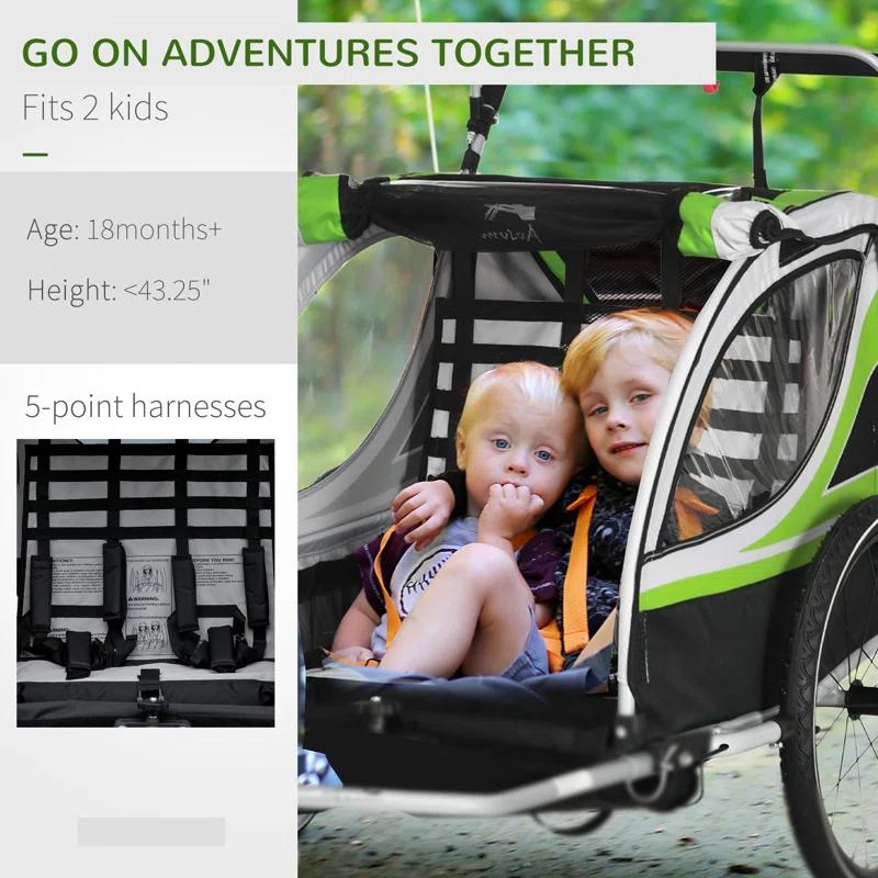 Aosom Aosom Foldable 3 Wheel Multi-Child Stroller with Storage