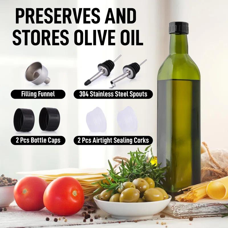 Zulay Kitchen Zulay Kitchen Olive Oil Bottle Dispenser with Pour Spout Funnel and Cork 8 pc Set 17 oz