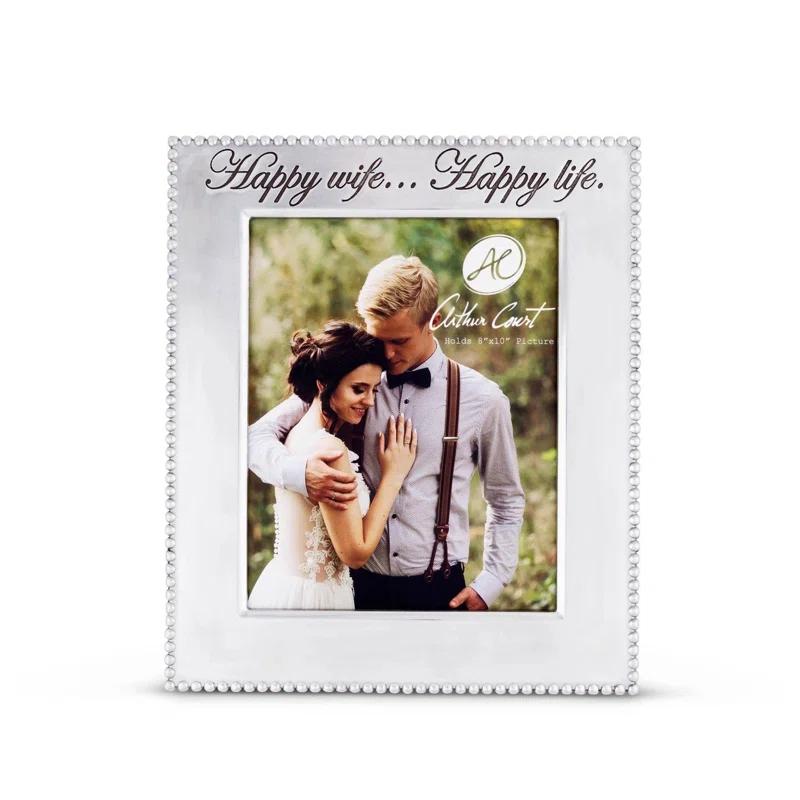 Arthur Court Designs Gray Metal Beaded Picture Frame