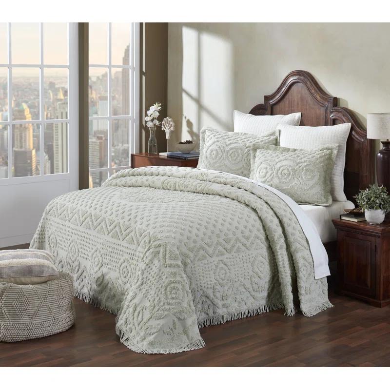 Better Trends Heirloom Collection Machine Washable 100% Cotton Chenille Coverlet / Bedspread Lush & Comfortable Bedding Medallion Pattern Fit All-Season