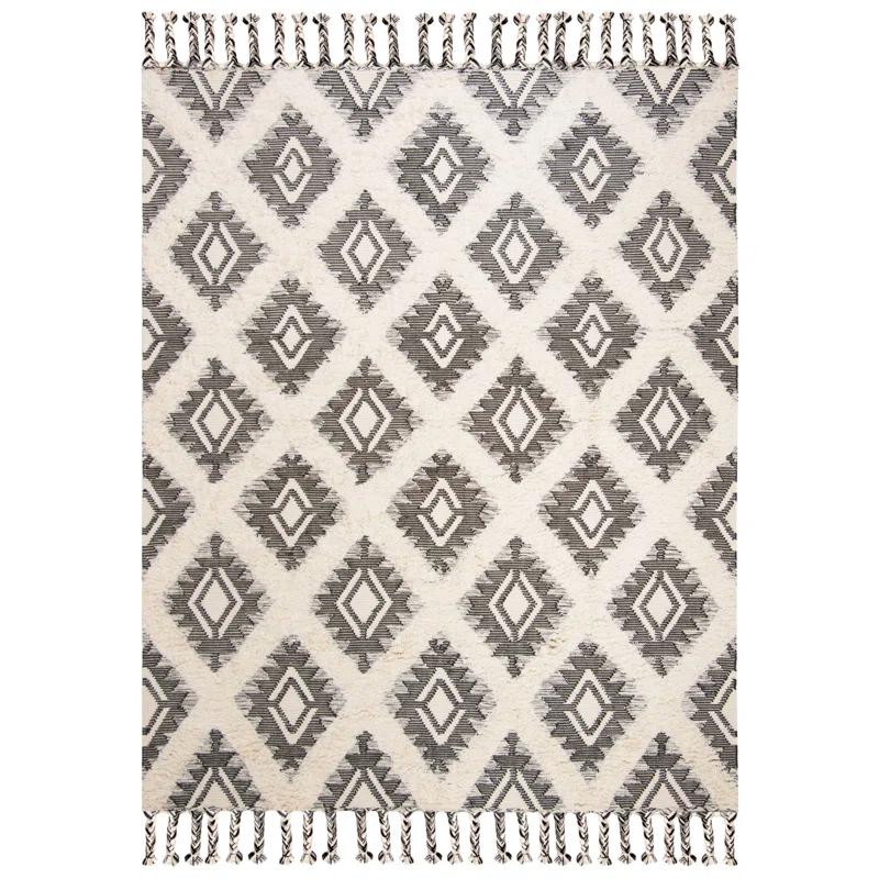 Foundry Select Cedarvale Kenya Hand Knotted Wool/Cotton Southwestern Rug in Ivory/Black