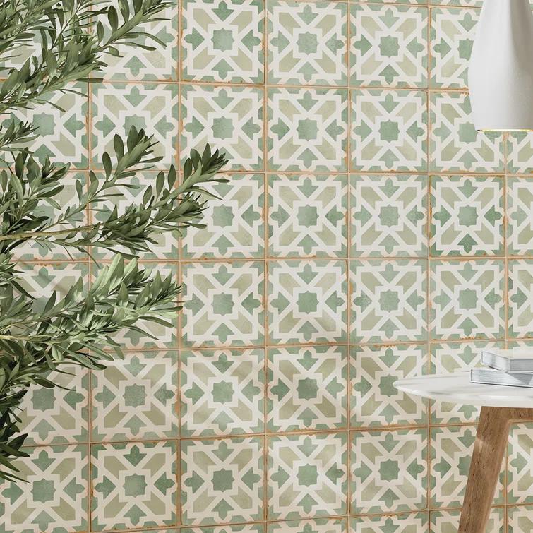 Bedrosians Casablanca 5" x 5" Ceramic Patterned Floor Use Tile (Set of 32)