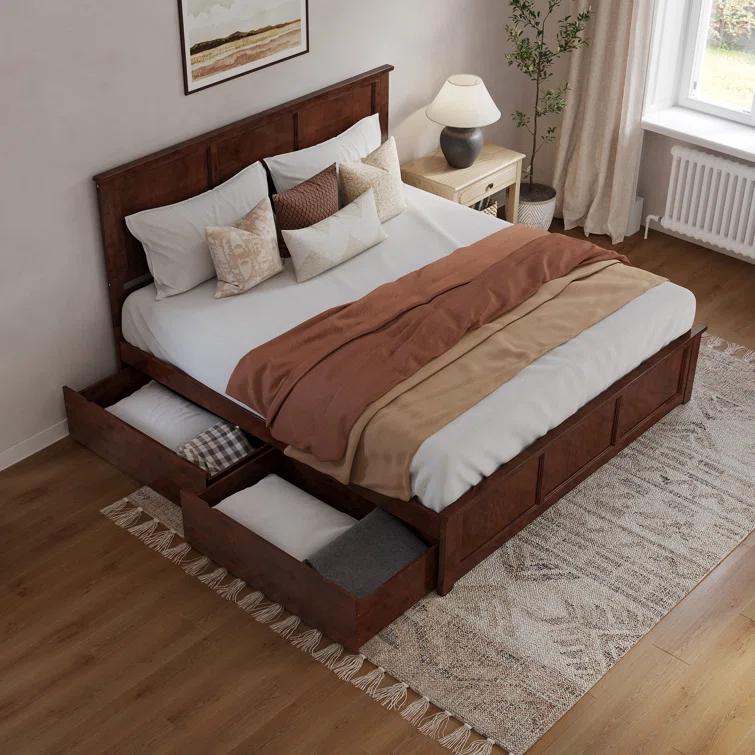 AFI Furnishings Madison Solid Wood Platform Bed with Matching Footboard & Storage Drawers